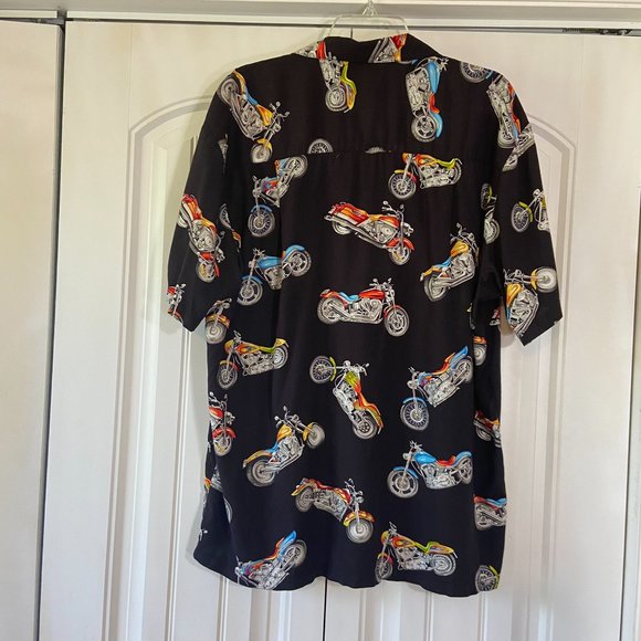 Paradise Found Hawaiian Shirt with Motorcycles Sz Large - Picture 2 of 5